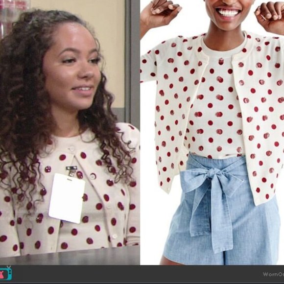 Jackie Cardigan in Sequin Polka Dots+shell - Picture 3 of 12